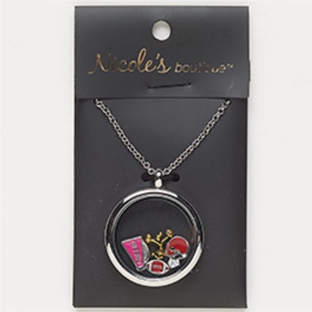 Nicole’s boutique Glass Locket Pendants with Red Pink Charms Necklace in Bags